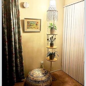 Boho Plug in Macrame Pendant Light Plant Stand.